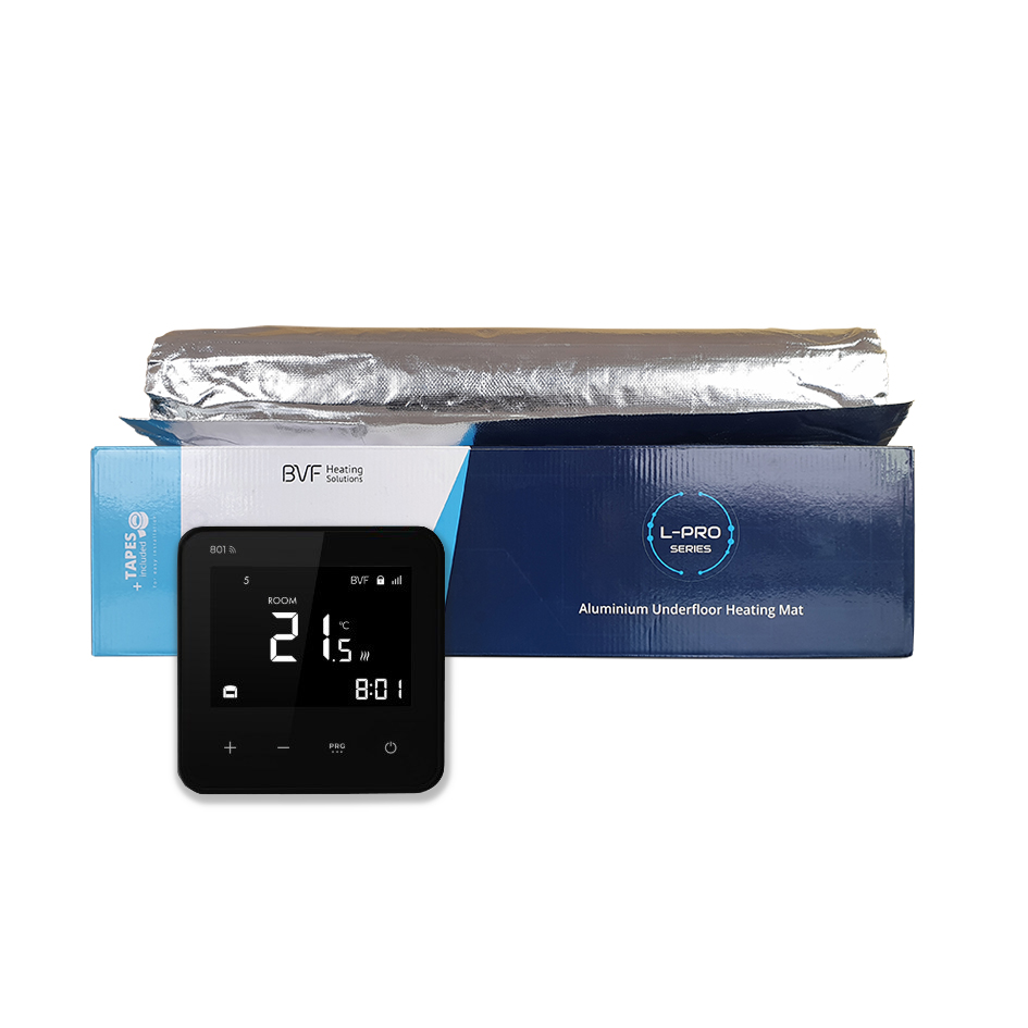 Bvf l-pro alu fűtőszőnyeg és bvf 801 fekete wifi termosztát csomag bvf l-pro alu fűtőszőnyeg + bvf 801 fekete wifi termosztát